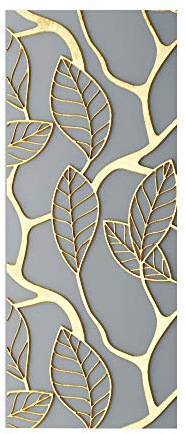 Tür Bekleben mit Türtapete Selbstklebend Türposter 3D Effekt Türaufkleber Fototapete Tür verschönern mit Türfolie Abziehen und Aufkleben Tür Sticker 100x200 cm Grau&Blätter