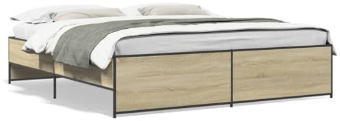 ShGaxin Bettgestell Sonoma-Eiche 180x200 cm Holzwerkstoff und Metall, Bett, Jugendbett, Schlafzimmer Bett, Bed Frame - 3279873