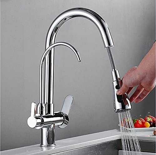 ABBNIA Robinet d'évier de Cuisine pour Bar, Ferme Commerciale, Robinet de Cuisine extractible, Laiton Massif pour Cuisine, Robinet de Filtre à Eau Noir monté sur Le Pont, Robinet d'évier Mixte