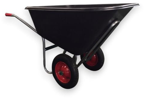 Briconess.com Carriola smontata con vasca 240 lt in plastica con bordo antinfortunistico e 2 ruote pneumatiche