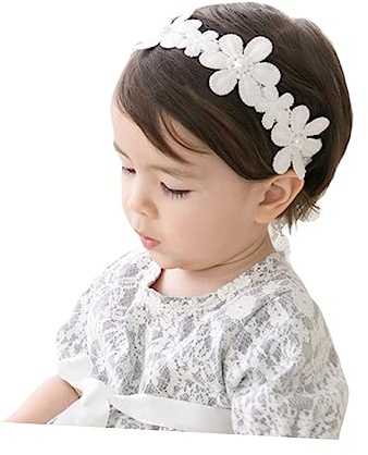 HAPINARY Fasce per Chioma Bambina 2 Unitá Fiori Bianco Design Creativo per Feste di Compleanno e Halloween Accessorio Morbido per Neonate
