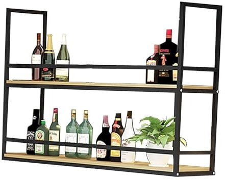 ZFGOJNBH Mensola per Vino a soffitto - Portabicchieri da Vino sospeso, Portabicchieri da Vino sospeso a soffitto a 2 Livelli, Portaoggetti da Cucina sospeso, Portabicchieri da Vino in Legno massello