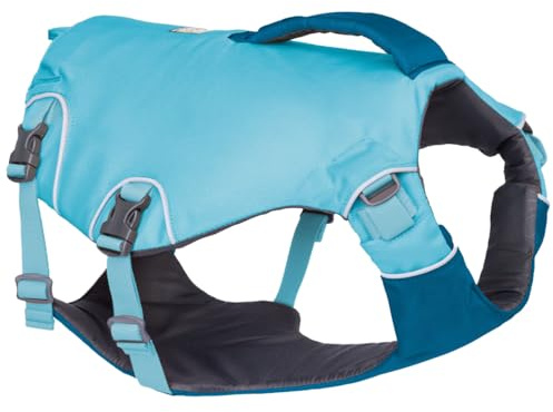 Ruffwear Confluence Hundeschwimmweste, XX-Small Hunde-Sicherheitsgeschirr und Schwimmhilfe, 2 Hilfsgriffe, wasserdichte Rettungs- und Schwimmhilfe für Haustiere, Bioluminblau, Größe XXS