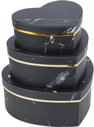 Tsffae 3 Pcs Heart Shaped Box Wrapping Basket Flower Packaging Flowery Hat for Arrangements Candle Black Marbles Candle Packaging with Cover Packing Basket