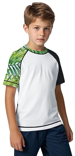 ANGEL CITIZ Jungen Kurzarm Rundhals Badeshirt UV Kinder Rashguard UPF 50+ Schwimmshirt Kinder 125-155