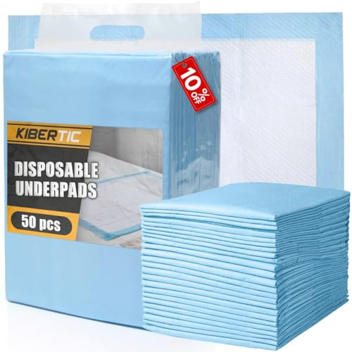 KIBERTIC Inkontinenz-Bettschutzauflage Einweg (90 x 90 cm, 50, stück) - Superabsorbierende & wasserdichte Einweg-Bettunterlage für Erwachsene, Senioren & Pflegebetten – Ideal für Matratzen & Sofas