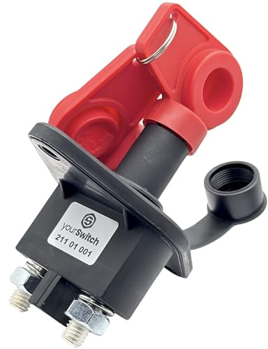 yourSwitch 211 01 001 Batterieschalter kompatibel mit HELLA 6EK 002 843 111 | 12/24V | Liebherr 606070908-1 | Massey Ferguson 4347919M2 | Jungheinrich 51257655 | Terex 5522655650 | 300A | 2x M10 | 2000A