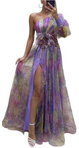 Abendkleid Damen Lang Schulterfrei Cocktailkleid A Linie Tüll Abendkleider Elegant Für Hochzeit Maxi Ballkleid Festliche Abschlusskleid Mit Schlitz Abiballkleider Frauen Kleid Hochzeitsgast