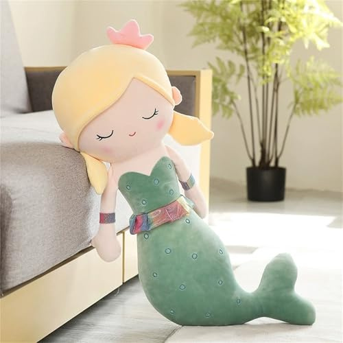 TROYSINC Meerjungfrau Kuscheltier Plüsch Meerjungfrau Plüschtier für Mädchen Niedliches Meerjungfrau Stofftier Kinder Spielzeug Kissen Geschenk (40cm,Grün)