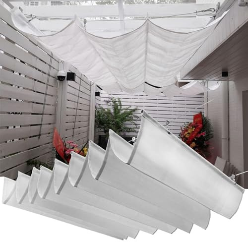 Voile d'ombrage rétractable imperméable, protection UV et imperméable - Pour extérieur, jardin, terrasse, balcon, pergola, véranda, 2 x 6 m, blanc