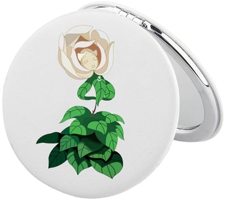FEELMEM Alice Inspire Taschenspiegel 1951 Cartoon-Film Blumen Make-up Spiegel Alice Film Geschenk Cartoon Garten Wildblumen Geschenk (beige)