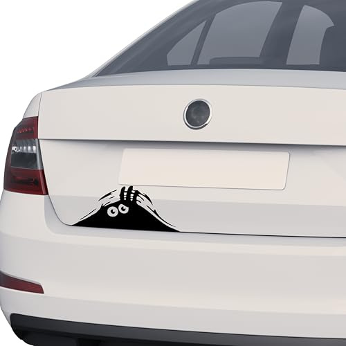 Peeking Monster 3D Car Sticker (19cm x 7.5cm) – Waterproof & UV-Resistant Vinyl Decal for Car Windows, Bumpers, Laptops & More | Funny Cartoon Design by Kingdom Decals (Black)