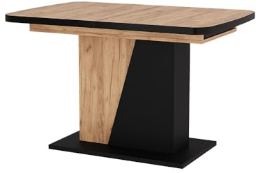 Vicco tavolo da pranzo allungabile Fenaro, Nero/Rovere, 120-160 x 80 cm