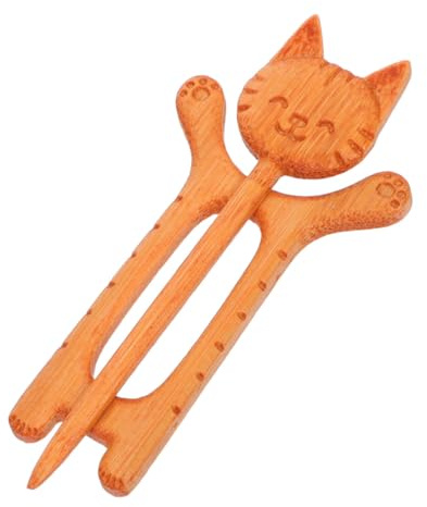POPETPOP Broche en Bois Animal Mignon Chat Épingle Décorative Légère Femme Accessoire Mode Pull Châle Écharpe Tenue Quotidienne Élégante