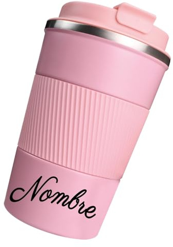 loongway Vaso térmico personalizado con nombre, taza de café para llevar | A prueba de fugas | 380 ml | Acero inoxidable | Para la oficina, desplazamientos y viajes | Regalo de cumpleaños