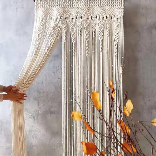 Guozyly Boho Macramé-gardiner, vävt gobeläng, fönstergardiner, bröllopsgardin, gobeläng, vävd väggdekoration för vardagsrum, sovrum, bröllopsfest (A - 90 x 180 cm)