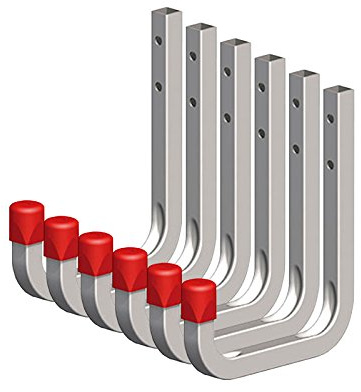 Secotec 6 x Universalhaken, 80 x 120 mm, max. 45 kg, verzinkt | Schlauchhaken und Kabelhaken.