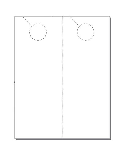 Door Hangers, Print-Ready, 4.25 x 11, 2-UP on 8.5 x 11 White 65-lb Cover Stock, Perforated for Separation with 1.5 Holes - 250 Sheets