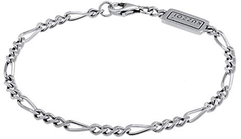 Kuzzoi Silber-Armband Herren 4 mm handgefertigtes Figaro-Armband 925 Silber | oxidiert Herren-Armband mit Karabiner Verschluss breit 6 g Länge 19 -23 cm