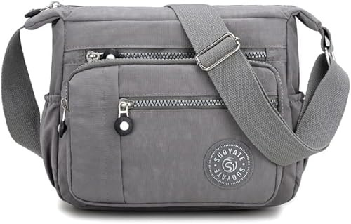 Womens Cross Body Bag Casual Umhängetasche Handtasche Multi Pocket Messenger für den täglichen Gebrauch Einkaufen (grau)