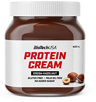 BioTechUSA Protein Cream | Crema de cacao y avellanas con proteínas | sin gluten | sin aceite de palma, 400 g, Cacao-avellana