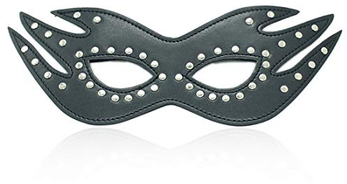 Augenmaske Augenbinde Erotik Sex Farbe Leder Einstellbar mit Nieten SM Bondage Fesseln Rollenspiel Fetisch Maskerade Leder Maske für Erwachsene Paare Liebhaber (Schwarz)
