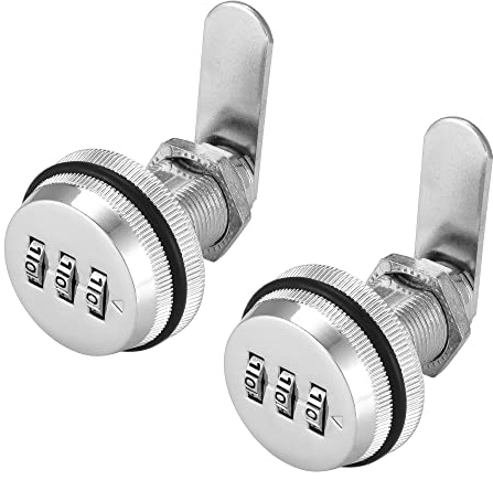 Lpraer 2er Kombination Cam Schloss 3-stellige Zahlenschloss Passwortsperre 90 Grad Rotary 44mm Tongue Lock Schubladenschloss Zinklegierung Passwort Sicherheit Schloss für Schublade Briefkasten