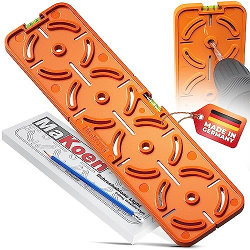 Bohrschablone für Steckdose Schalterdose Unterputzdose Hohlwanddose Hohlraumdose 71mm Abstand Elektriker Wasserwaage für Elektroinstallation im Rohbau und Trockenbau MaKoen Bohrschablone Light