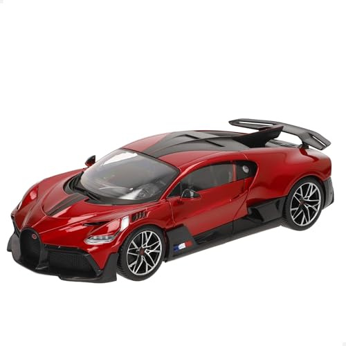Burago Maqueta coche Bugatti Divo, Escala 1:18, Carrocería en rojo y negro con aerodinámica optimizada, Fabricado en die-cast metal, Puertas apertura manual, Interior detallado (78093)