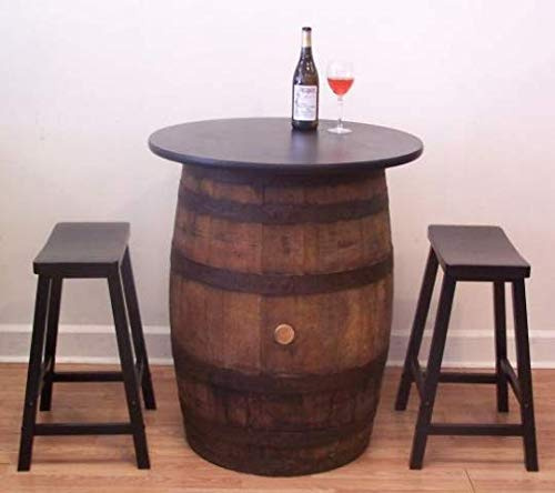 Aunt Molly's Barrels Whiskey Barrel Table-30 Table Top-(2) 24 Bar Stools-Pub-Bistro-Home
