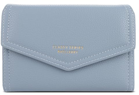 FORRICA Damen Geldbörse Elegant Kleine Brieftasche Reißverschluss Portemonnaie Multifunktion Kartenhalter Frauen PU Leder Geldbörsen Blau
