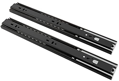 2 Pezzi Binari Cassetti,Guida per Cassetti Guida Scorrevole a Sfera,Rimbalzo Automatico,per Librerie Armadi Mobili TV,Montato Lateralmente,Portata 60KG,Nero(Size:30cm/12in)