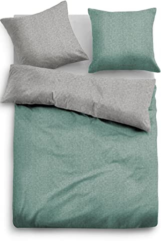 TOM TAILOR Flanell Bettwäsche 847652-842 Uni-Melange grün 135x200 cm + 80x80 cm
