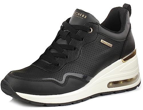 Skechers Women's Million AIR Sneaker, Black, 6 UK