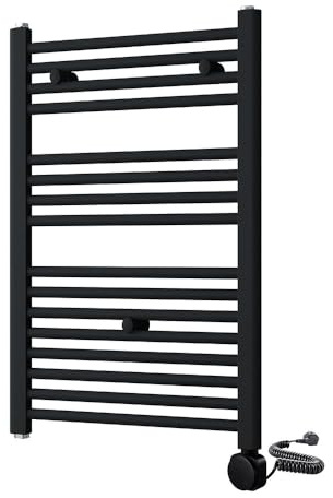 Kibath Toallero Secatoallas radiador electrico, tubos de acero con acabado lacado en negro mate 800x500 con termostato fácil de usar