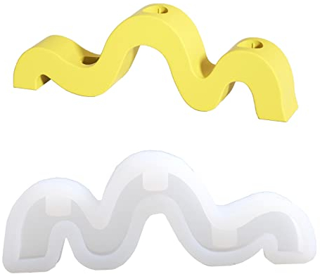 Stampo in silicone per portacandele in calcestruzzo Creativo Creativo Design ondulato Candeliere in cemento Stampi