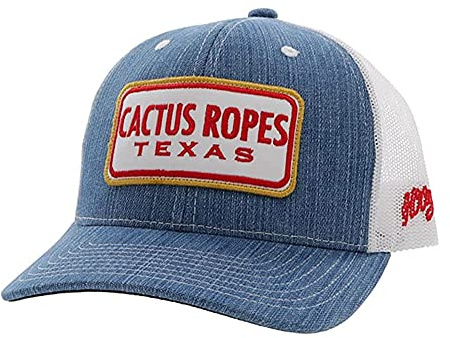 Hooey Cactus Ropes Verstellbarer Snapback-Trucker-Mütze, Netzrücken, Denim/Weiß/Rot, 0