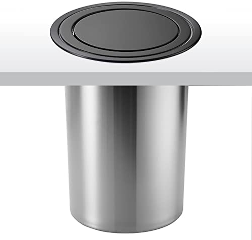 Pattumiera Da Cucina Pattumiera Da Incasso In Acciaio Inossidabile Antiruggine Con Coperchio A Ribalta Oscillante Bilanciamento Nero Passacavo Incorporato