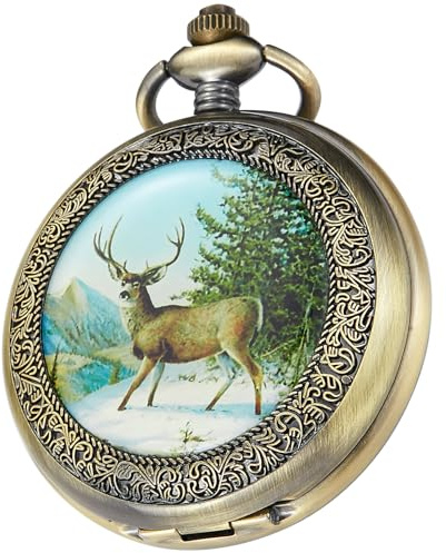 Tiong Montre à gousset mécanique antique avec chaîne steampunk squelette chiffres romains montres de poche pour homme Pendentif Meilleur cadeau et boîte cadeau, Bronze et jaune, Rétro