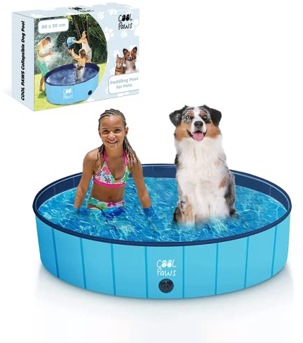 Cool Paws Piscina per bambini pieghevole per cani e bambini, in diverse misure (S-XL), design in plastica dura resistente e a tenuta stagna, vasca per animali domestici o piscina da gioco per interni