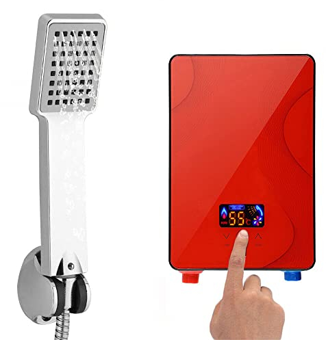 Calentador de agua eléctrico instantáneo digital instantáneo, calentador de agua caliente, sin depósito, juego de ducha de baño, 220 V
