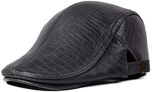 Leder Schiebermütze Herren Damen Gatsby Flatcap Schirmmütze Kappe