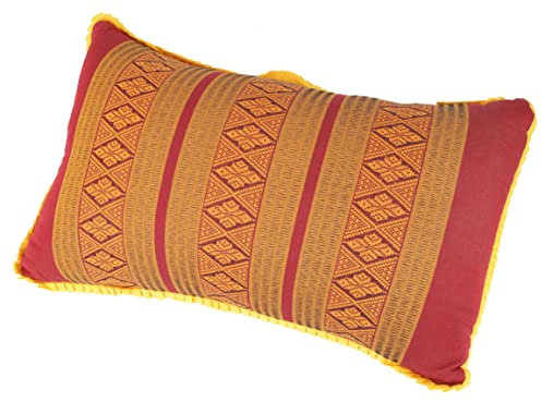 GURU SHOP Dekokissen, Meditations Stützkissen, Nackenkissen, Thaikissen Kapok - Rot/orange, 28x44x15 cm