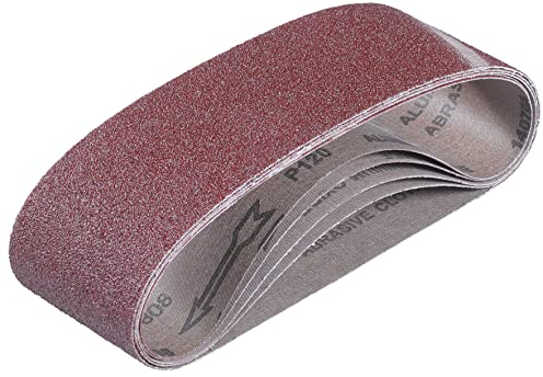 Einhell Lot de 6 bandes abrasives pour ponceuse à bande sans fil TP-BS 18/457 Li BL - Grain : 2 x P60, 2 x P80, 2 x P120