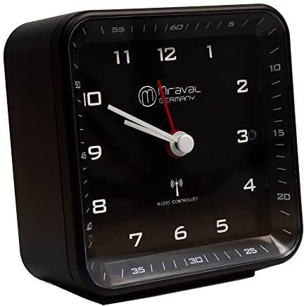 Miraval Funkwecker Premiumline DCF77 Funkwecker Reisewecker Analoger Wecker geräuschlos kein Ticken Design Funkwecker