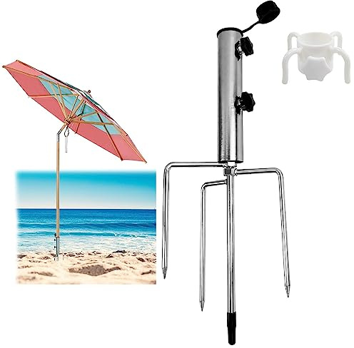 gotyou Supporto Per Ombrellone con Ancoraggio A Terra,25cm Supporto per Ombrellone per Prati,Picchetti Ombrellone Spiaggia Regolabile,Supporto Rimovibile per Ombrellone,Picchetto per Ombrellone