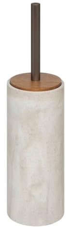 5five - Escobilla de baño efecto mármol - Beige - D 9,6 x H 37 cm - Para baño, inodoro