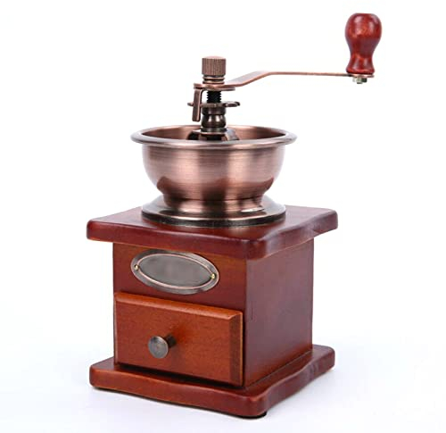Molinillo de café manual retro de madera antigua con ajuste de engranaje ajustable para oficina en casa y oficina de viaje