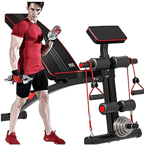 ISolay Verstellbare Hantelbank mit Beinstrecker und Beinbeuger, faltbare Fitness-Hantelbank für Krafttraining, Heim-Fitnessgeräte
