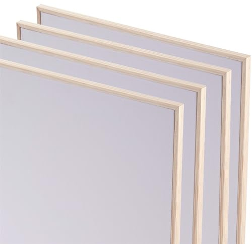 ARTIKUM 4X PANELLI Tesi da dipingere 20x30 cm | Cotone, Legno di Pino | Pannelli di Tela Pronti per la Pittura con Cornice a Fessura, Set di Pannelli di Tela con Cornice